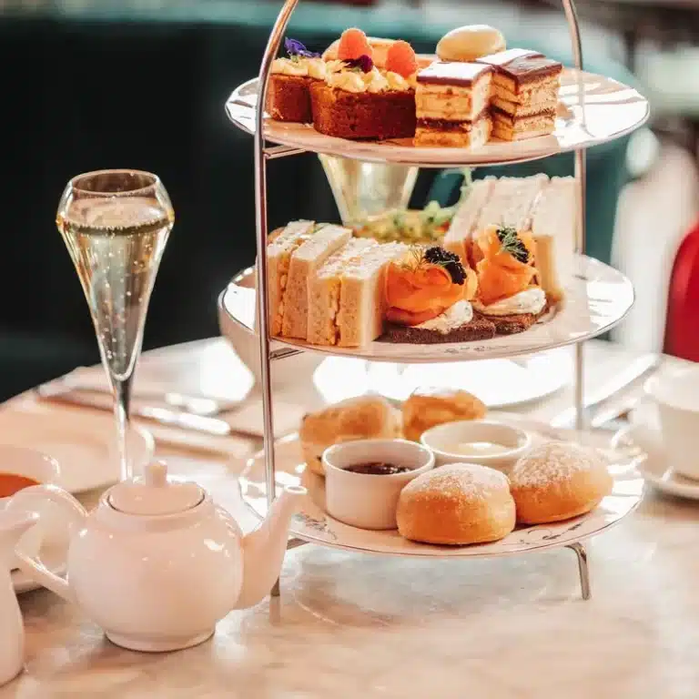 Afternoon Tea selection with champagne and tea pot